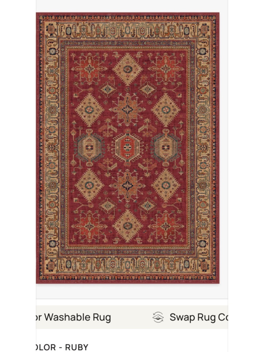 Traditional Ruby Red Oriental Area Rug. RUGGABLE 9x12